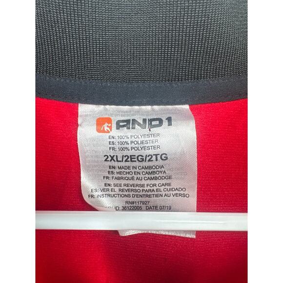 AND1 Red Full-Zip Track Jacket Mens XXL Streetwear Sports Warm-Up - Picture 4 of 7